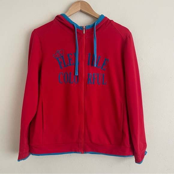 Vintage 90s Y2K Rare Red Lapagayo Zip-Up Hoodie Blue Accents Size XL,  Fits M/S - Picture 1 of 6